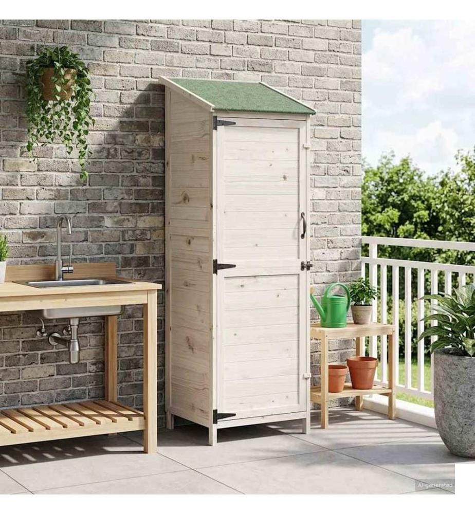 Abri de jardin Blanc 59,5 x 56 x 176,5 cm Bois de Sapin Massif