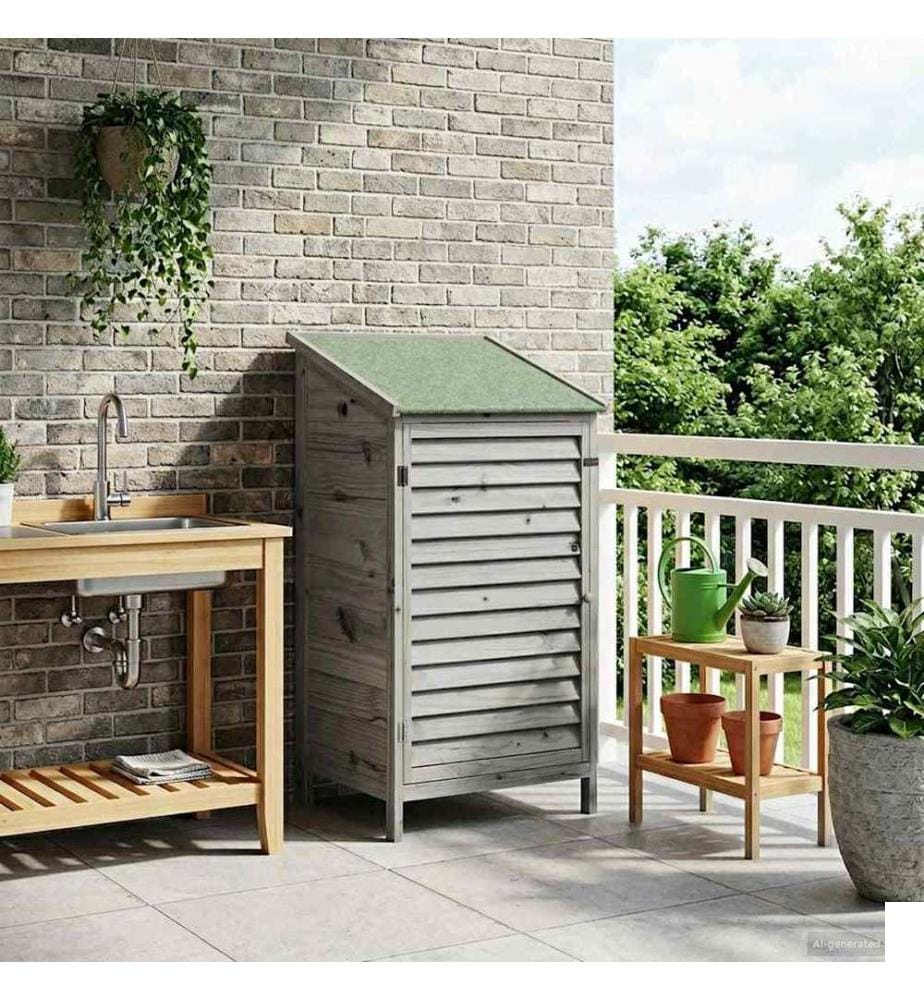 Abri de jardin Gris 59 x 56 x 113,5 cm Bois de Sapin Massif