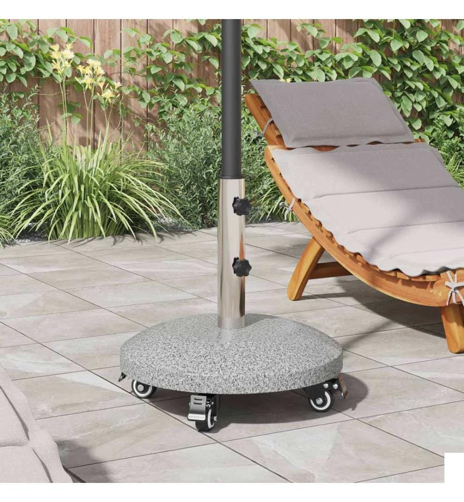 Socle de parasol en granite avec roues pour poteau de 4-5 cm