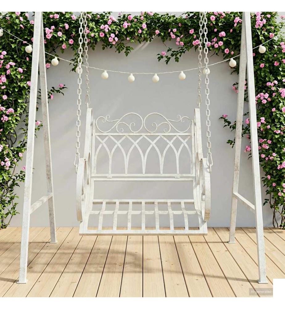 Banc Balançoire Acier 71 x 75 x 59 cm Blanc antique