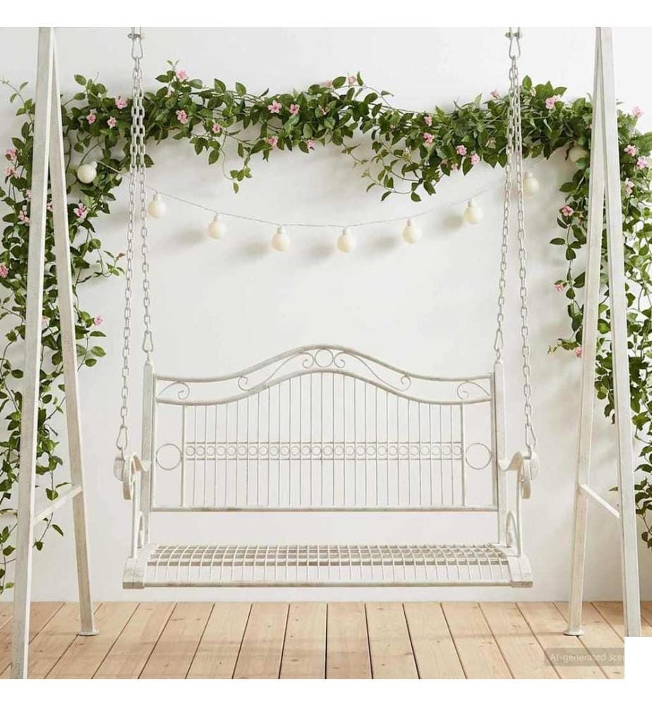 Banc Balançoire Acier 115 x 61 x 63 cm Blanc antique