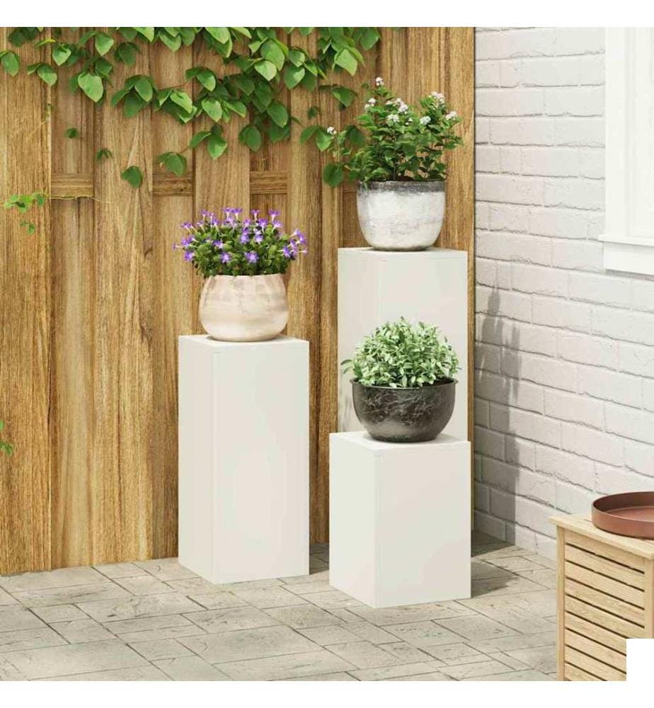 Support de Plante 3 pcs Blanc Acier