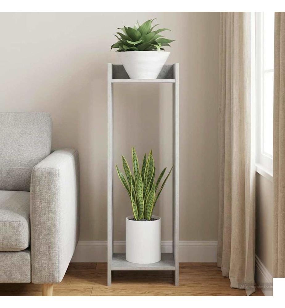 Support de Plante Gris Béton 30 x 30 x 100 cm Bois dingénierie