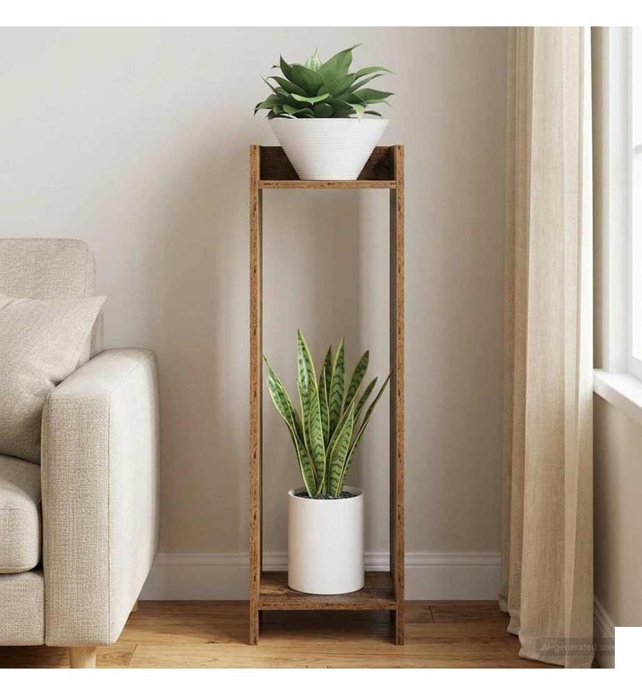 Support de Plante avec étagère Bois ancien 30 x 30 x 100 cm