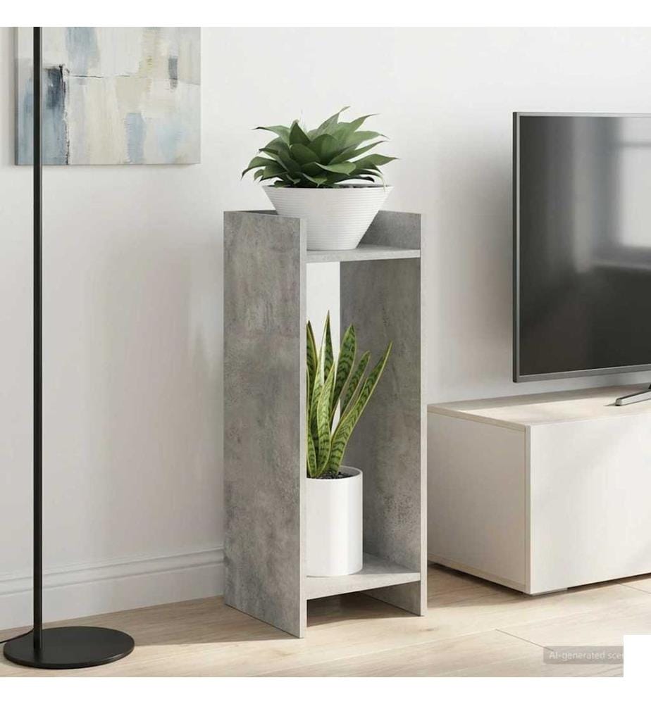 Support de Plante avec étagère 2 pcs Gris Béton 30 x 30 x 80 cm