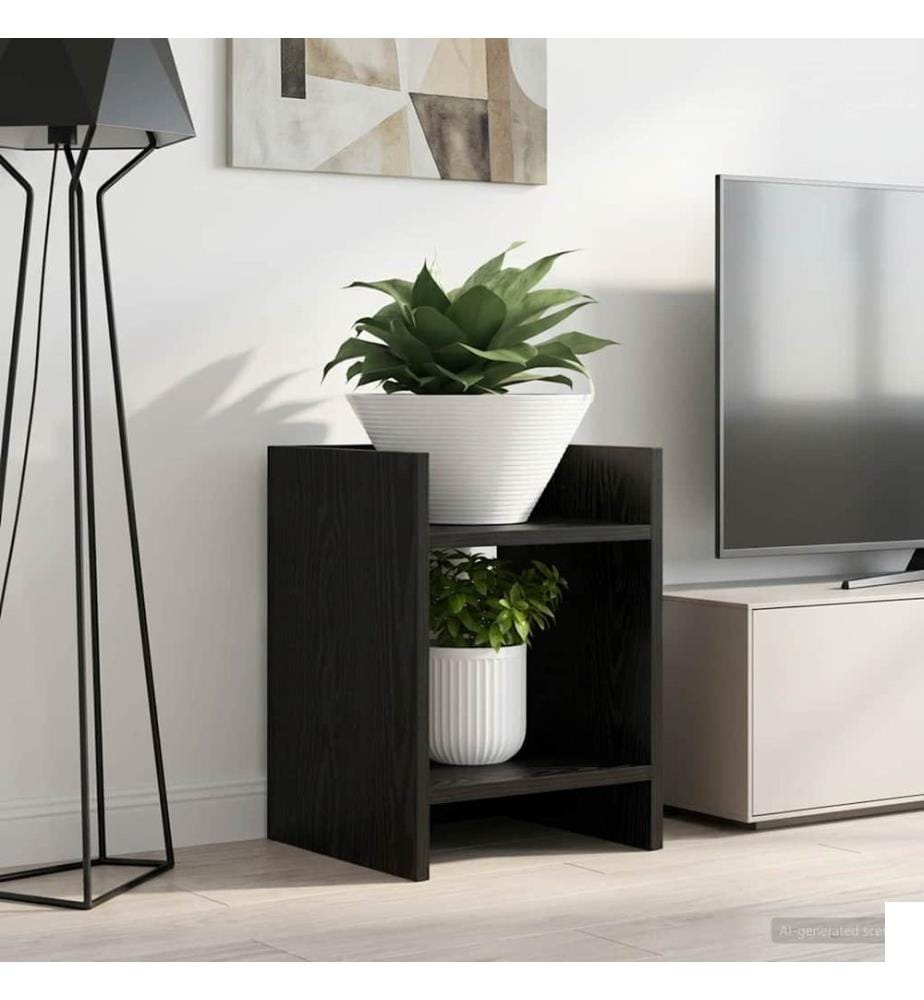 Support de Plante avec étagère 2 pcs Chêne Noir 30 x 30 x 40 cm