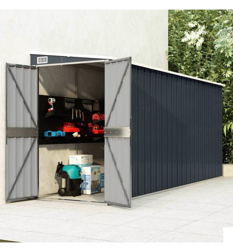 Abri de jardin mural Anthracite 118x382x178 cm Acier