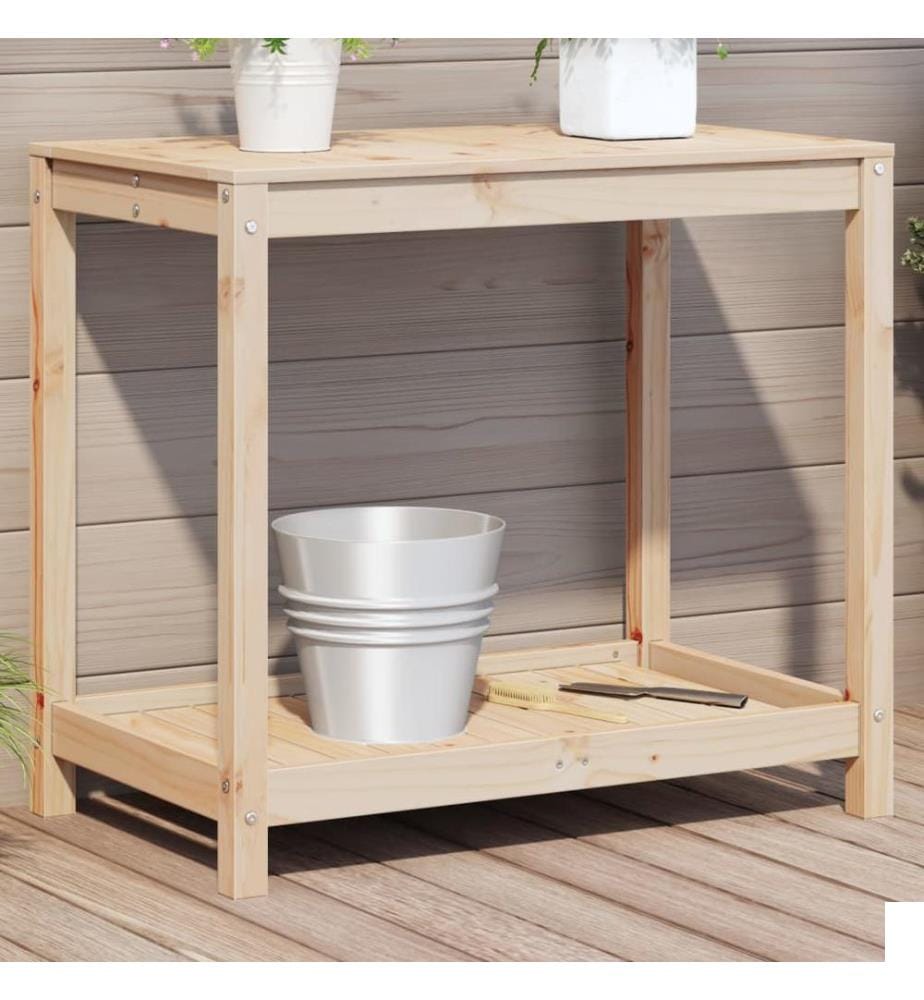 Table de rempotage avec étagère 82,5x50x75cm bois massif de pin