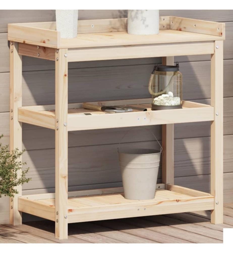 Table de rempotage et étagères 82,5x45x86,5 cm bois massif pin