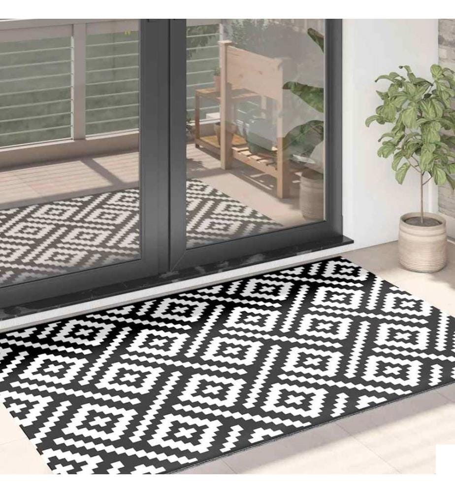 Tapis d'extérieur ARAKIL Blanc et noir 120x180 cm PP