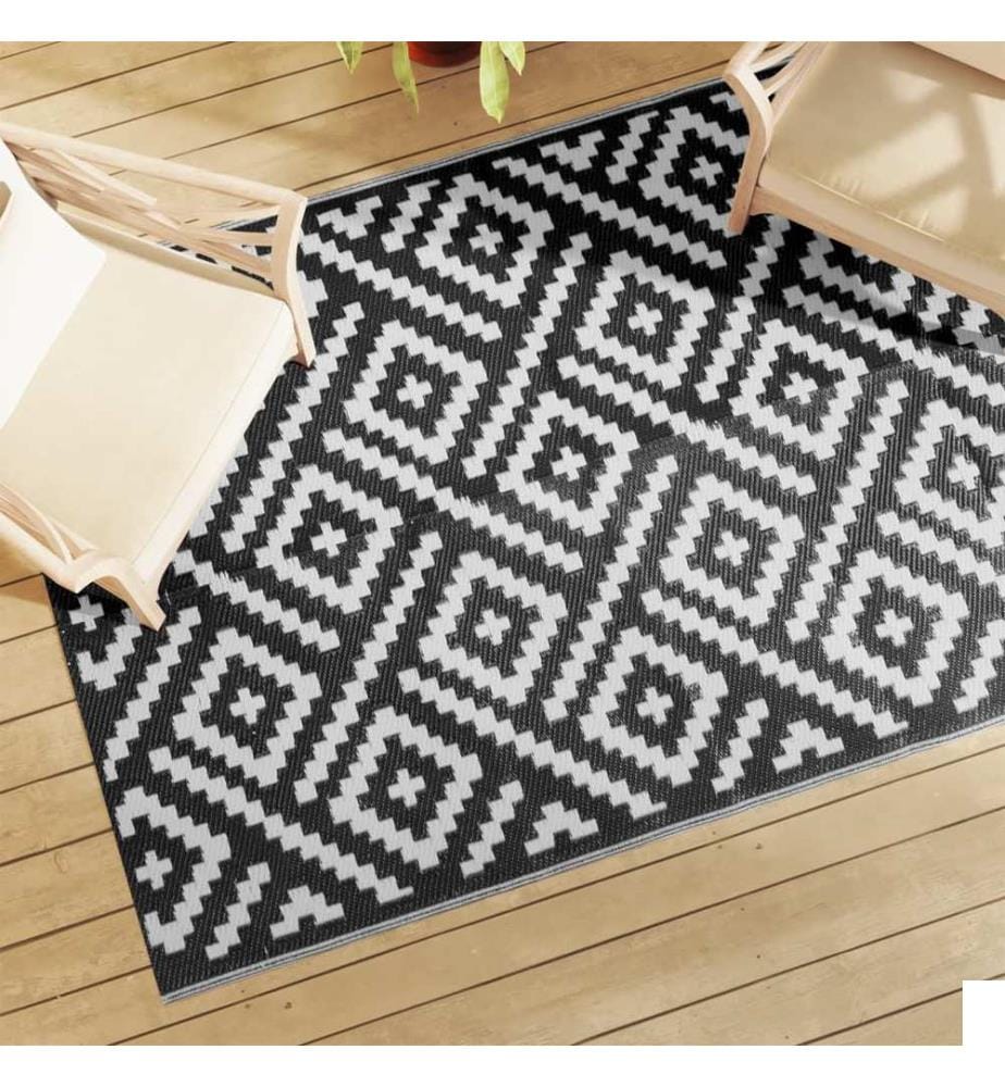 Tapis d'extérieur ARAKIL blanc et noir 140 x 200 cm PP