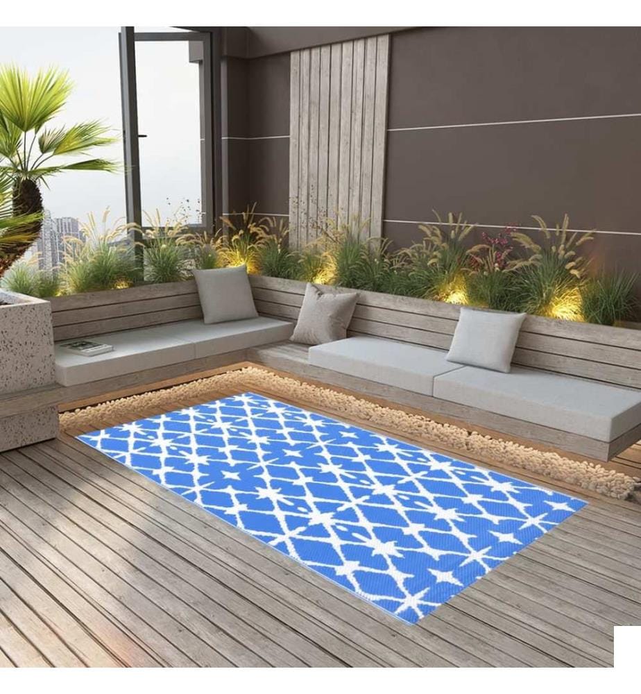 Tapis d'extérieur ARAKIL bleu et blanc 160x230 cm PP