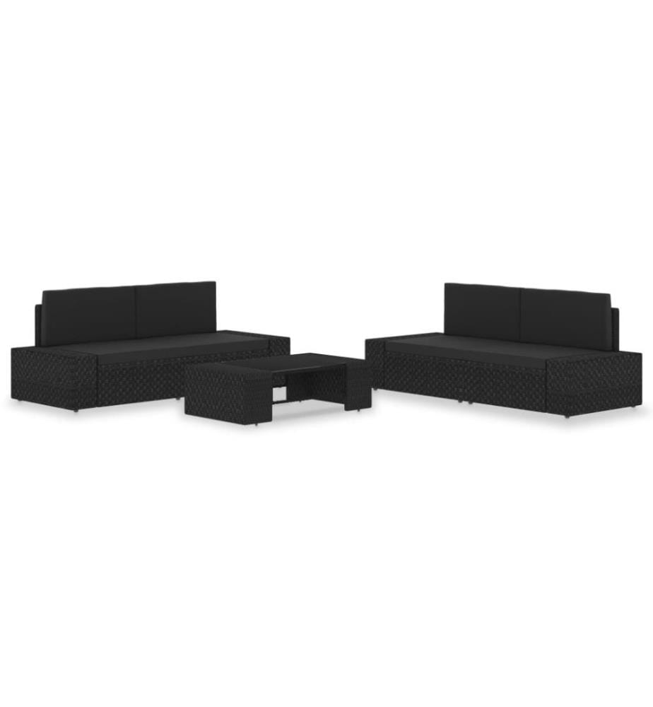 Salon de jardin 5 pcs Résine tressée Noir