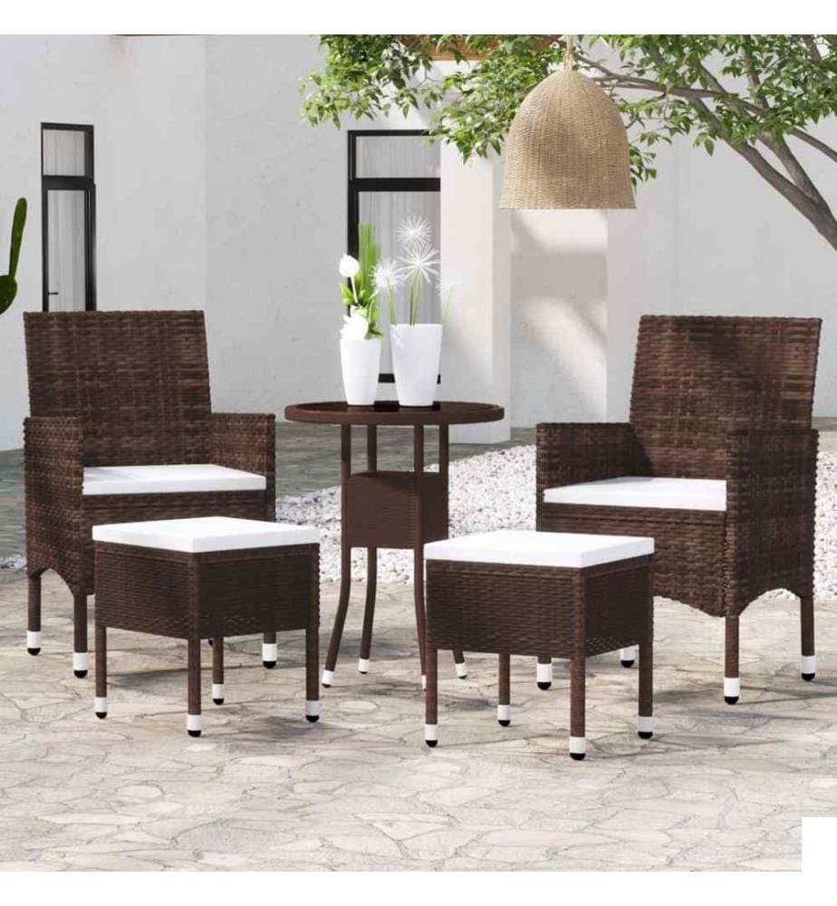 Salon de jardin 5 pcs Résine tressée Marron