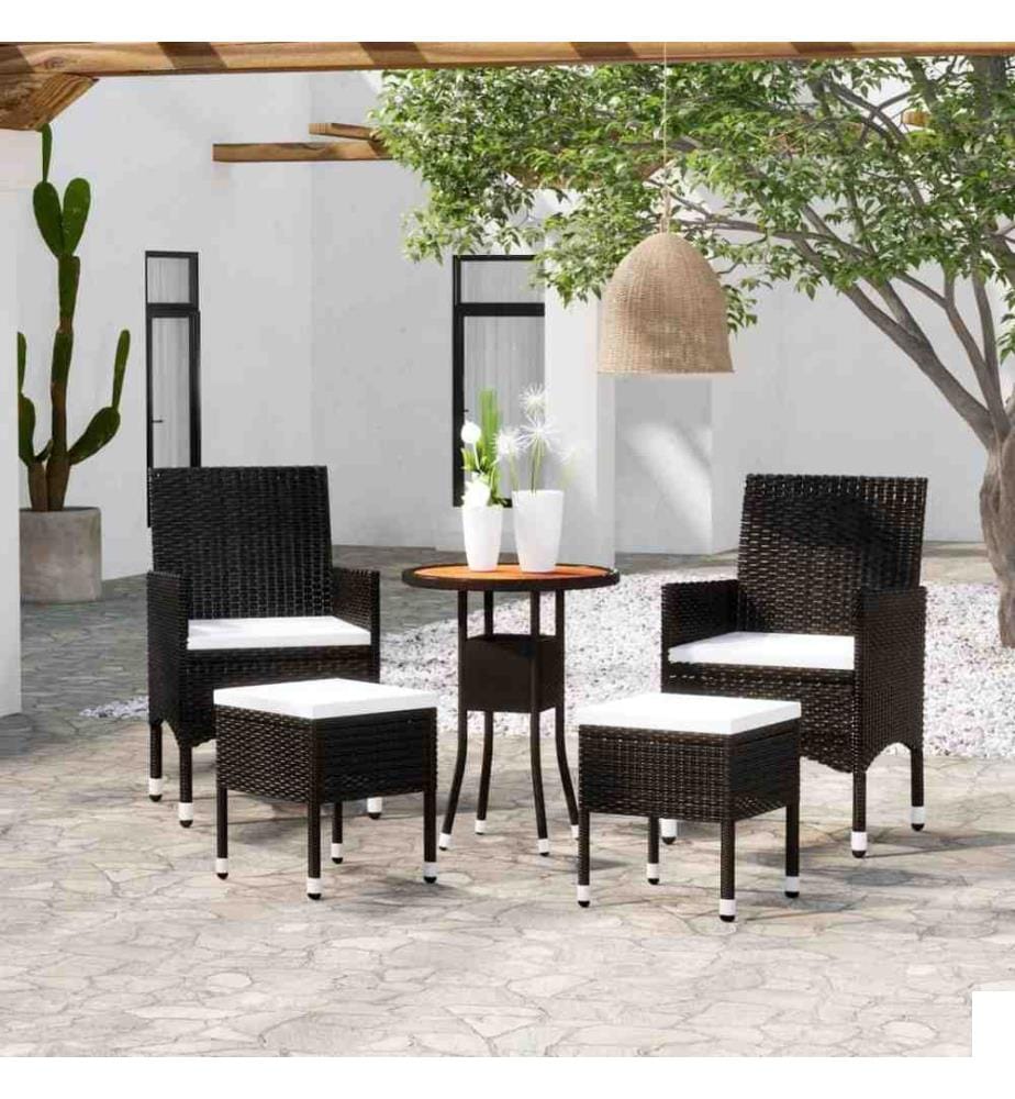 Salon de jardin 5 pcs Résine tressée Noir