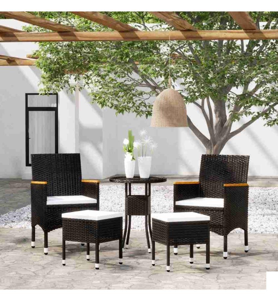 Salon de jardin 5 pcs Résine tressée Noir
