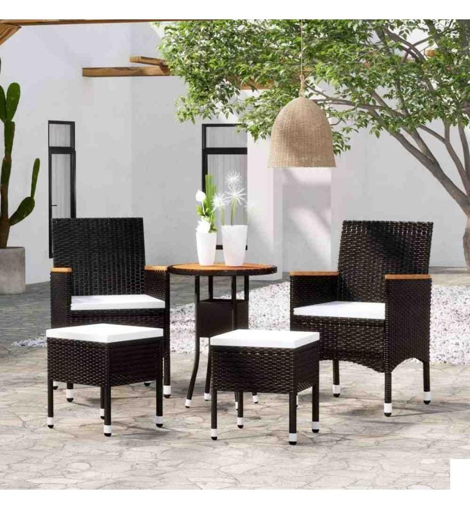 Salon de jardin 5 pcs Résine tressée Noir