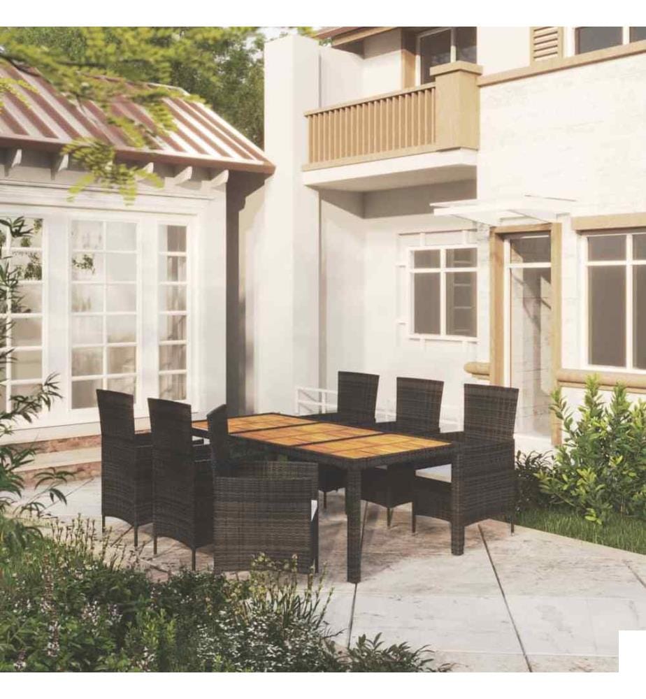 Salon de jardin 7 pcs avec coussins résine tressée noir