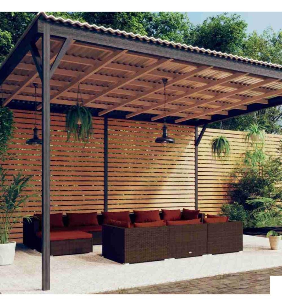 Salon de jardin 10 pcs avec coussins Marron Résine tressée
