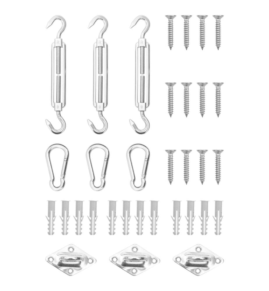 Jeu d'accessoires de voile d'ombrage 9 pcs Acier inoxydable