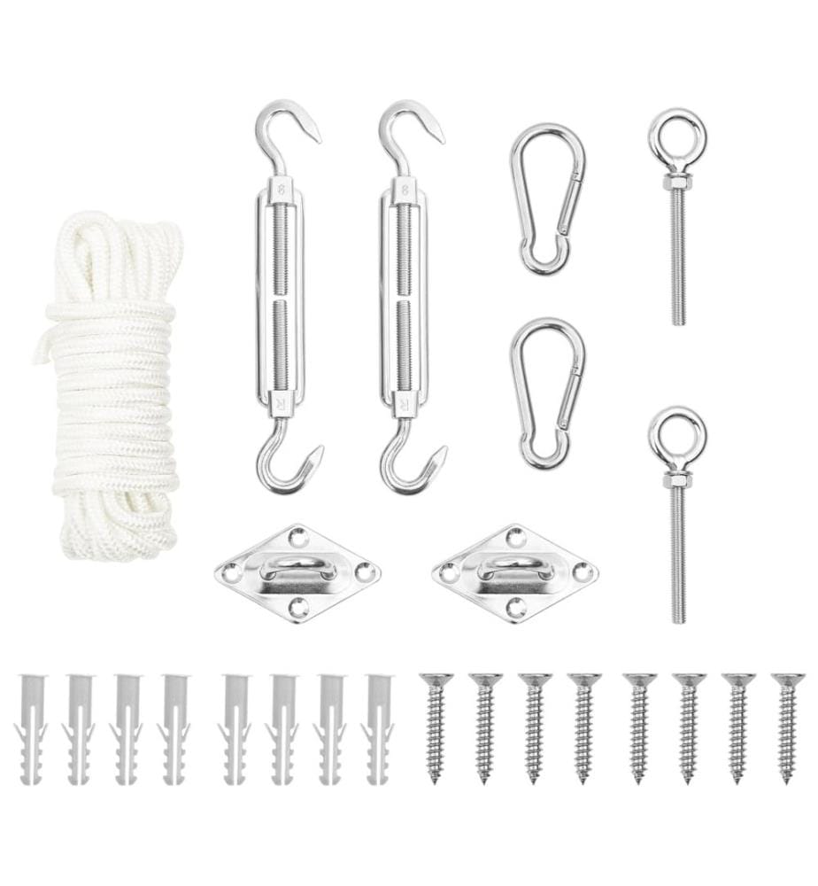 Jeu d'accessoires de voile d'ombrage 9 pcs Acier inoxydable