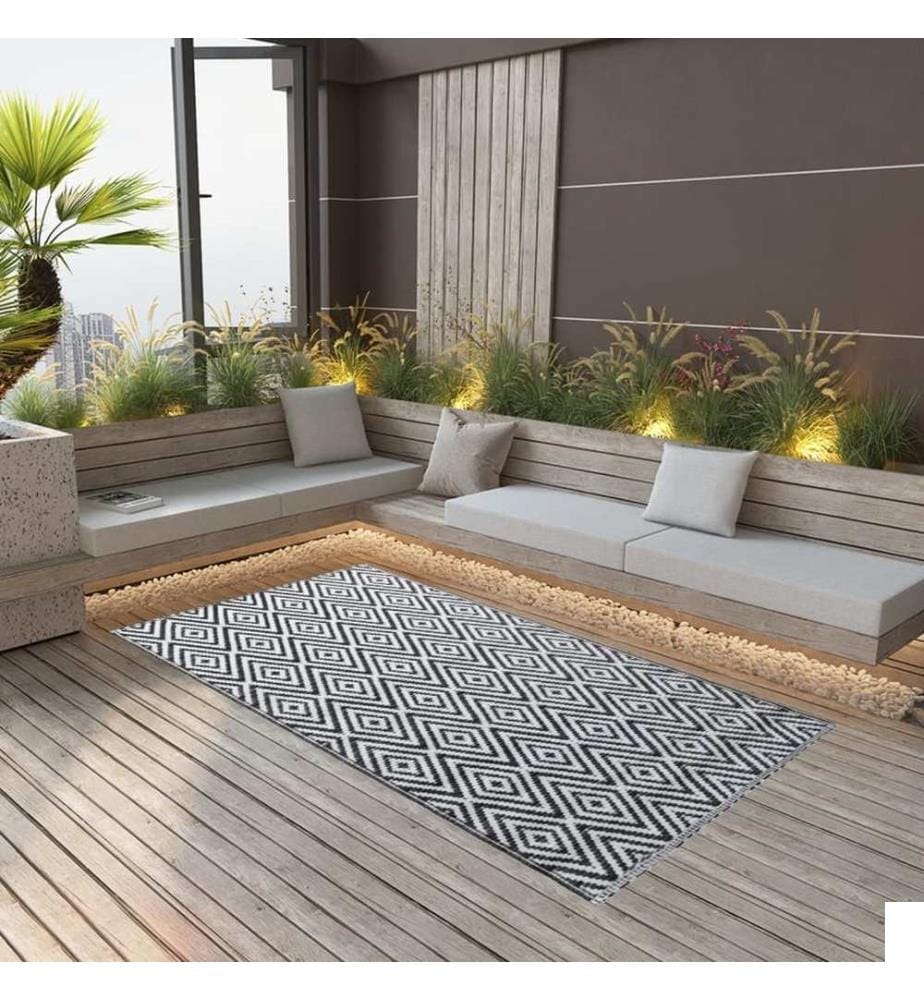 Tapis d'extérieur ARAKIL Blanc et noir 160x230 cm PP