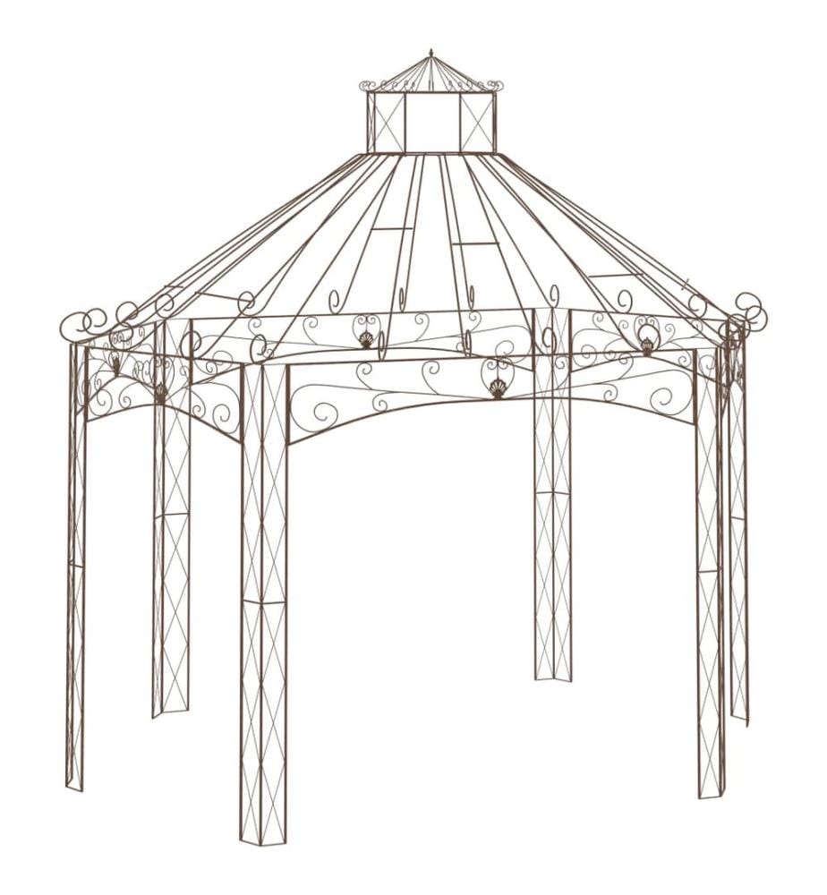 Pavillon de jardin Marron antique 400x258x378 cm Fer