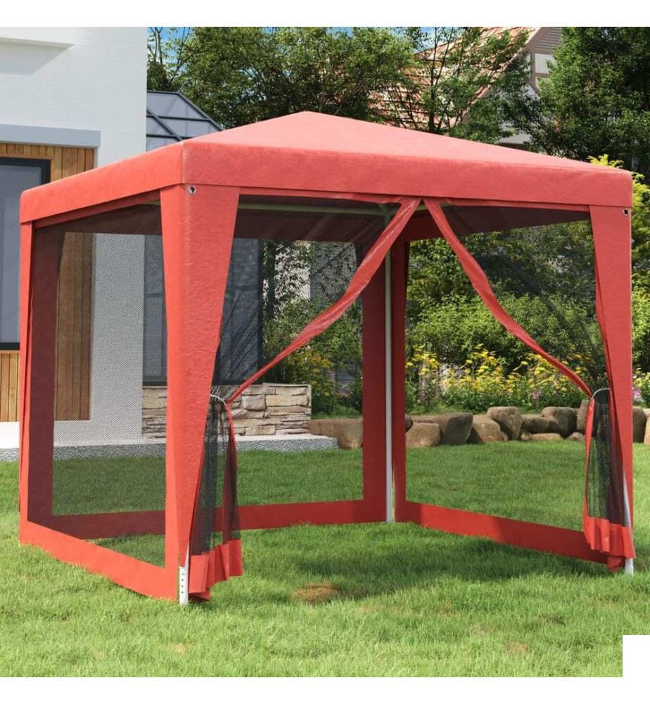 Tente de fête avec 4 parois latérales en maille Rouge 2.5x2.5 m