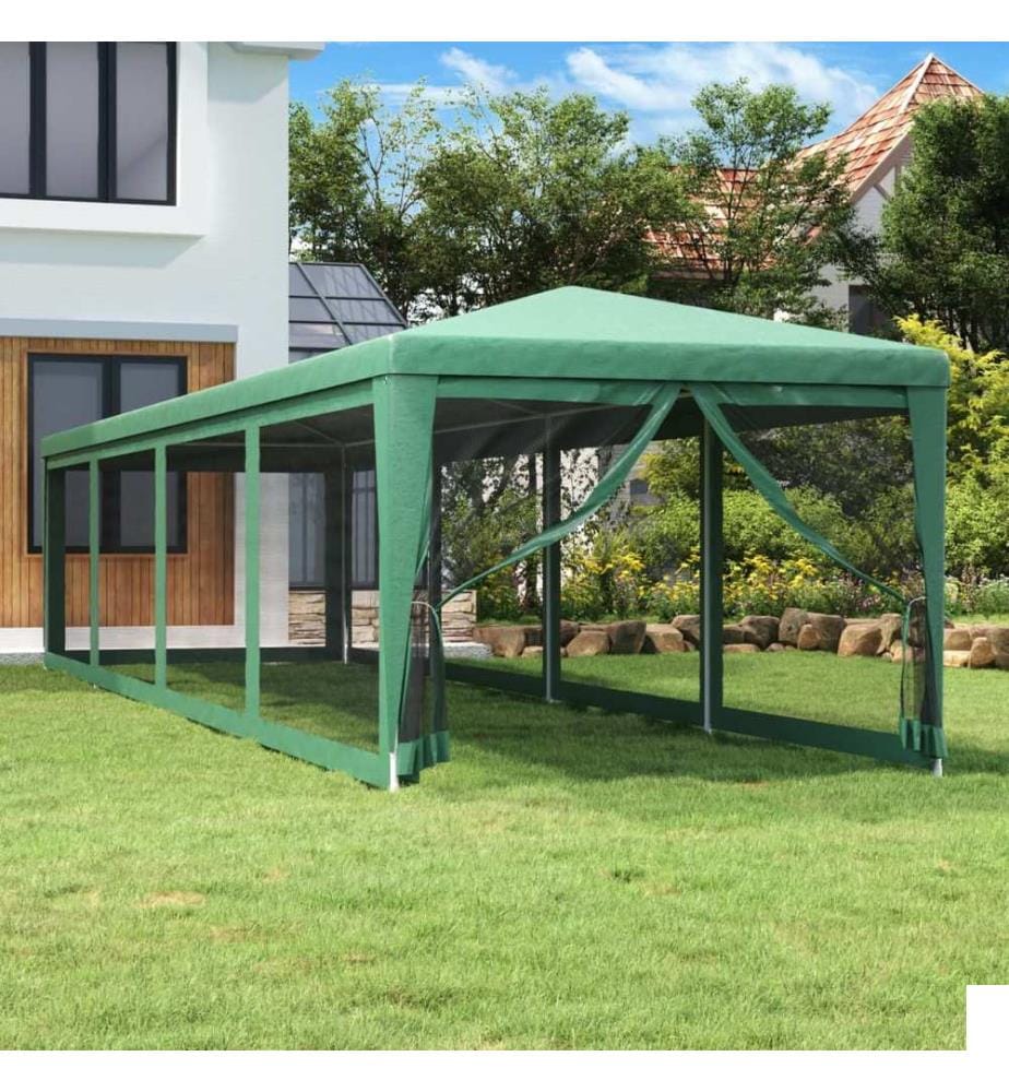 Tente de fête et 10 parois latérales en maille Vert 3x12 m PEHD