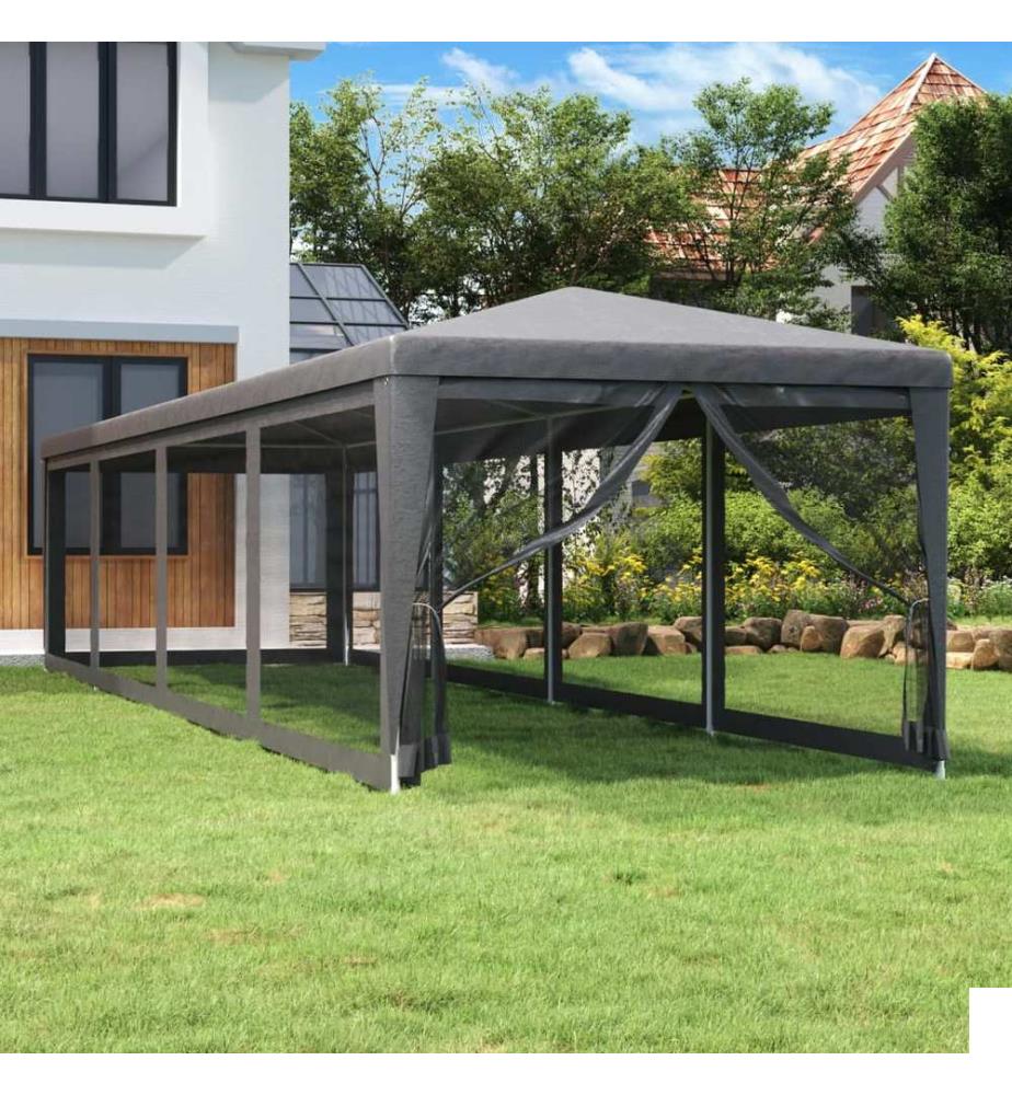 Tente de fête et 10 parois latérales en maille Anthracite 3x12m