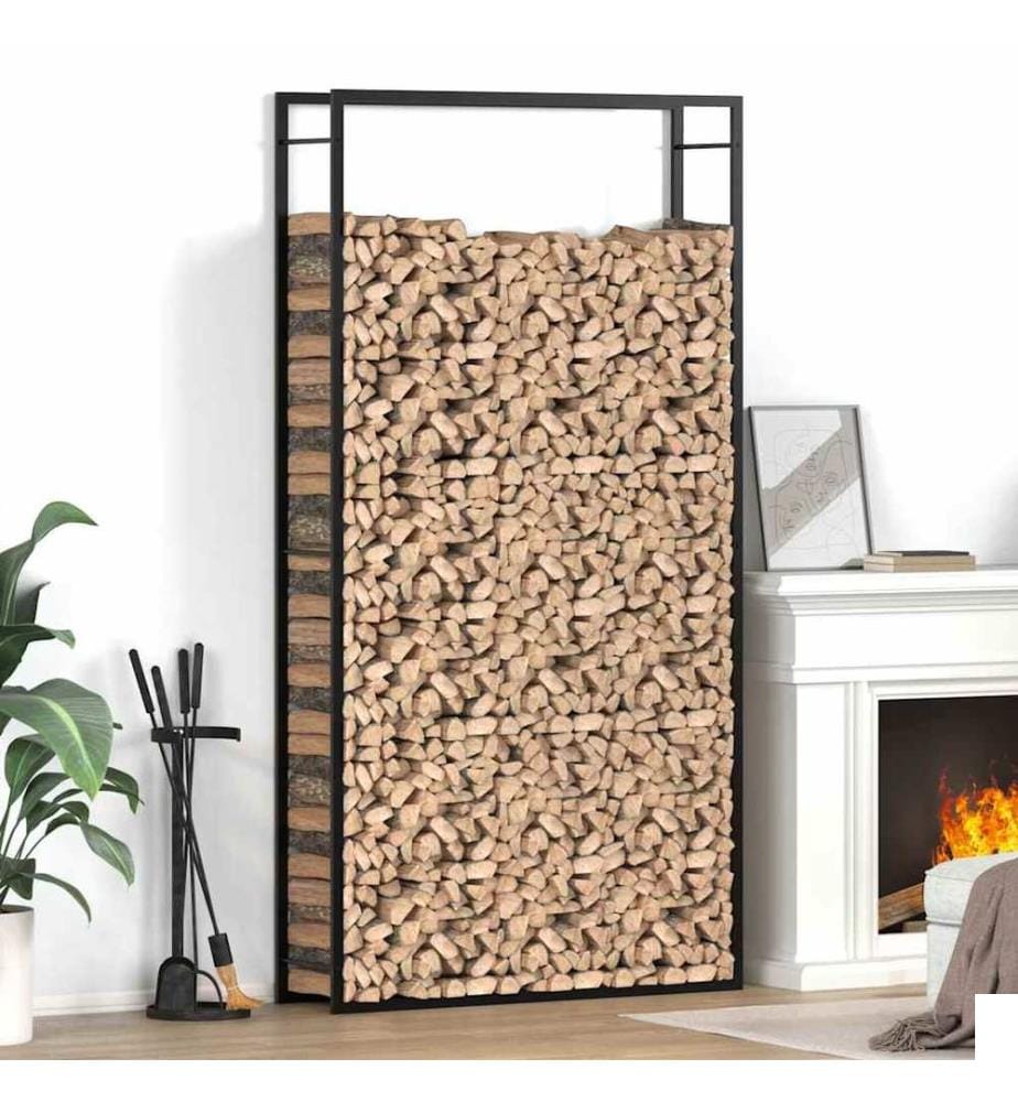 Portant de bois de chauffage Noir mat 110x28x214 cm Acier