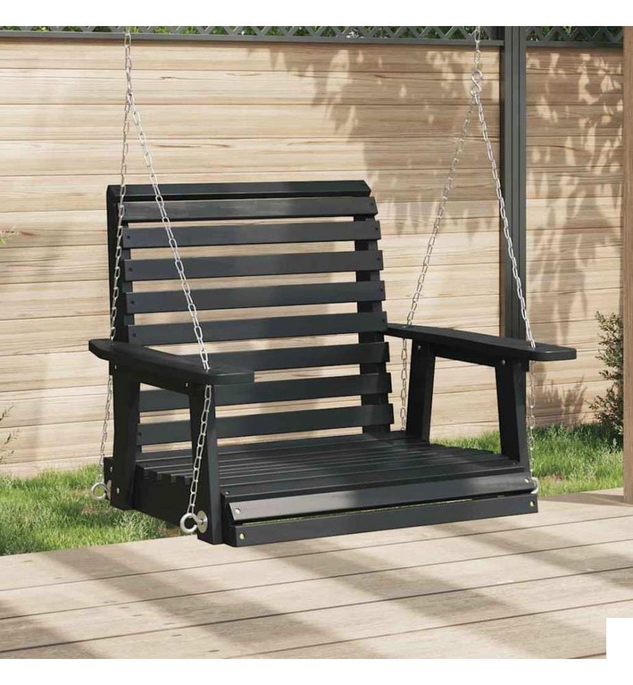 Chaise balançoire de jardin chaînes en métal bois massif sapin