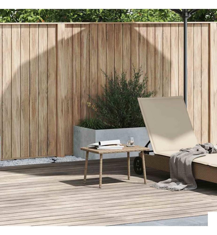 Table basse de jardin rectangulaire beige 60x40x37 cm rotin