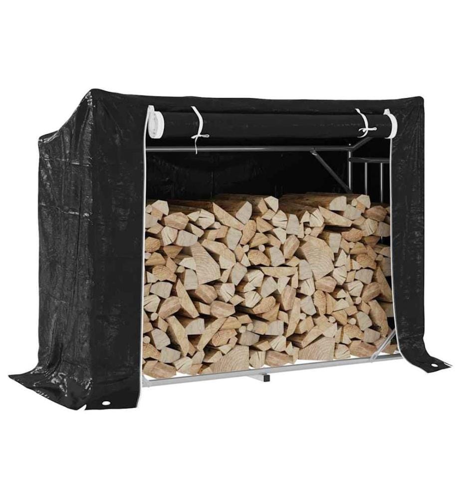 Portant de bois de chauffage et housse de pluie acier galvanisé