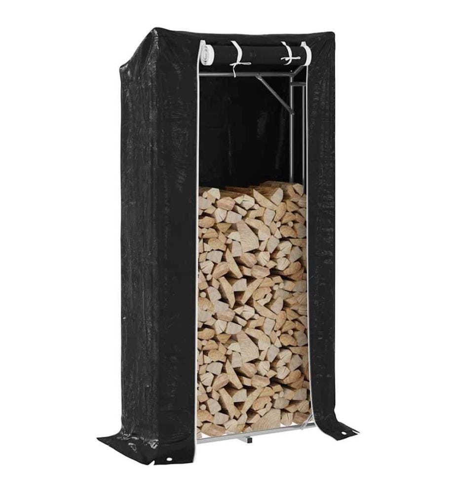 Portant de bois de chauffage et housse de pluie acier galvanisé
