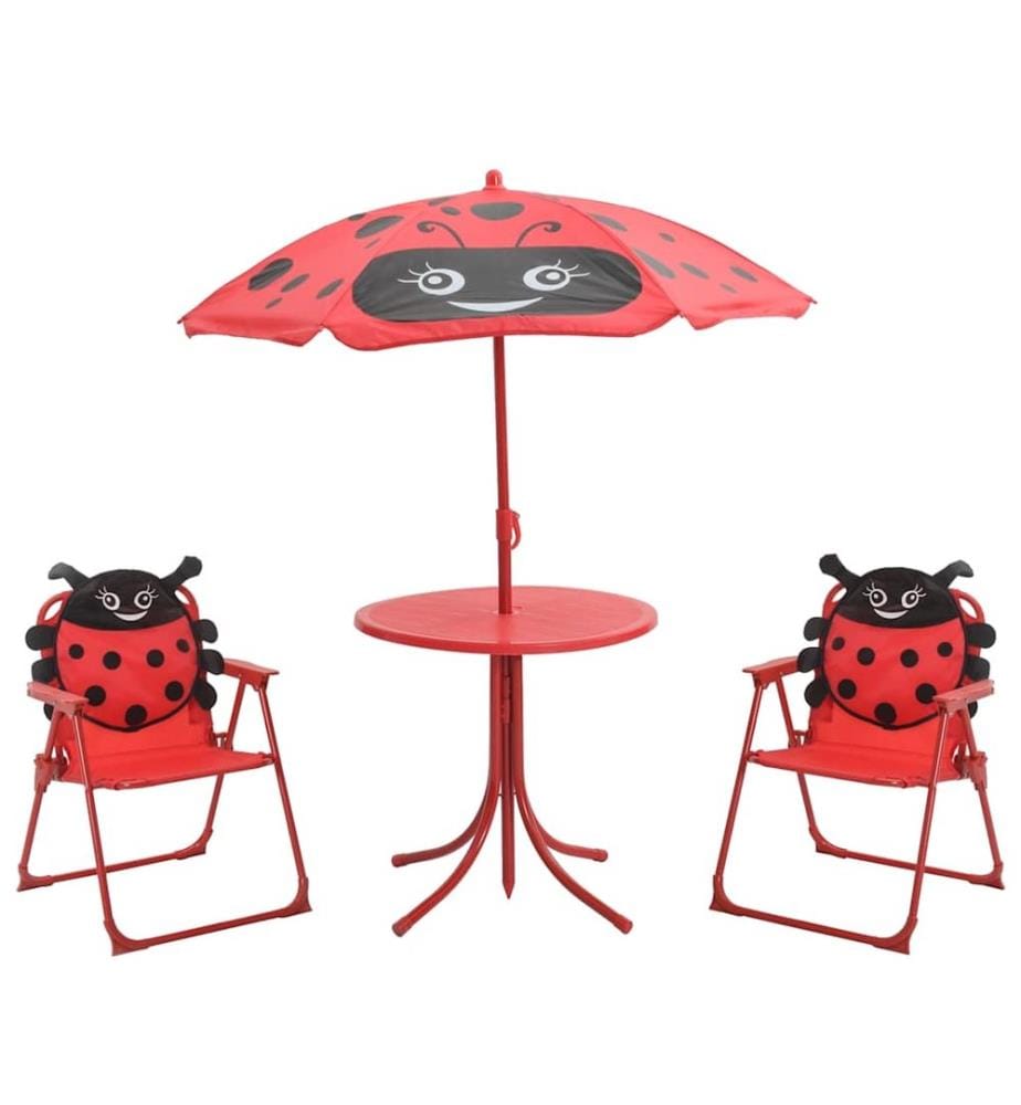 Jeu de bistro avec parasol pour enfants 3 pcs Rouge