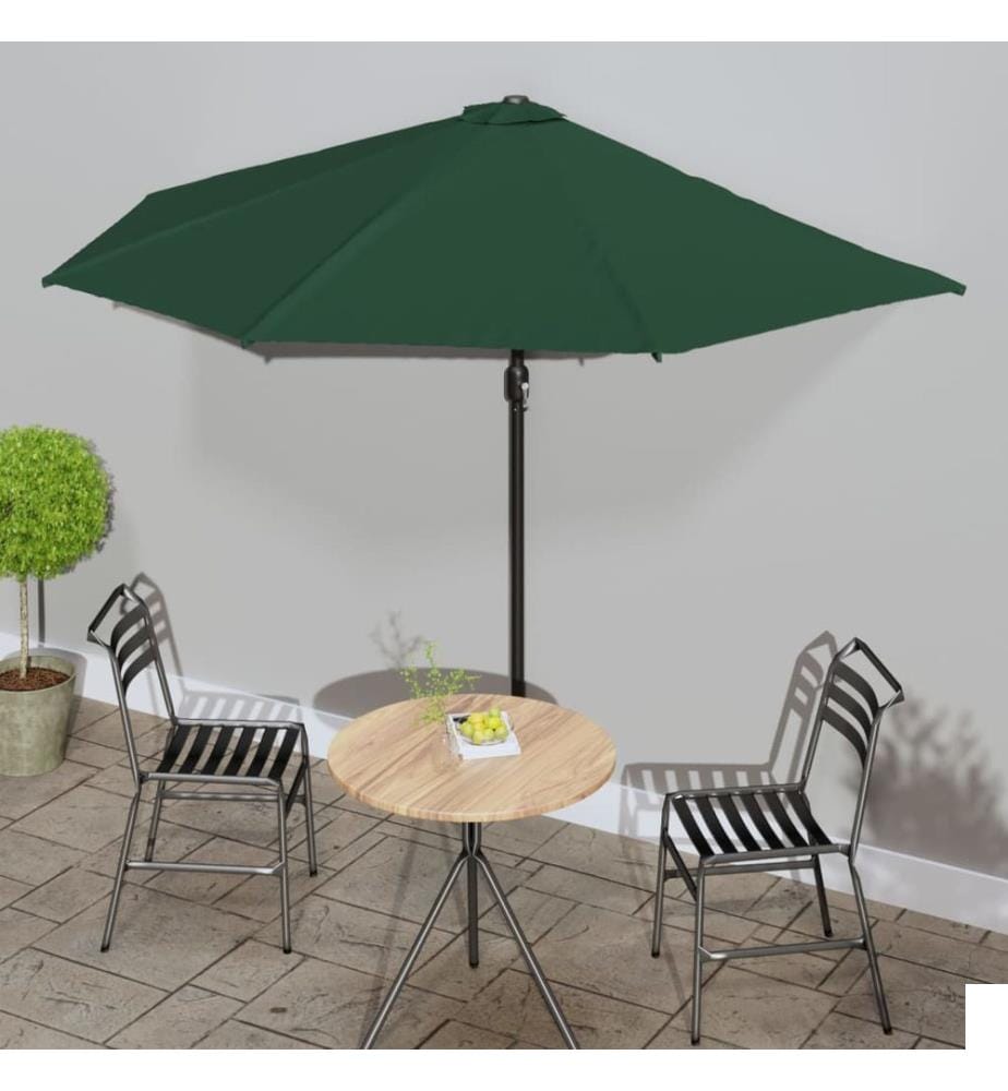 Parasol de balcon avec mât en aluminium Vert 300x155 cm Demi