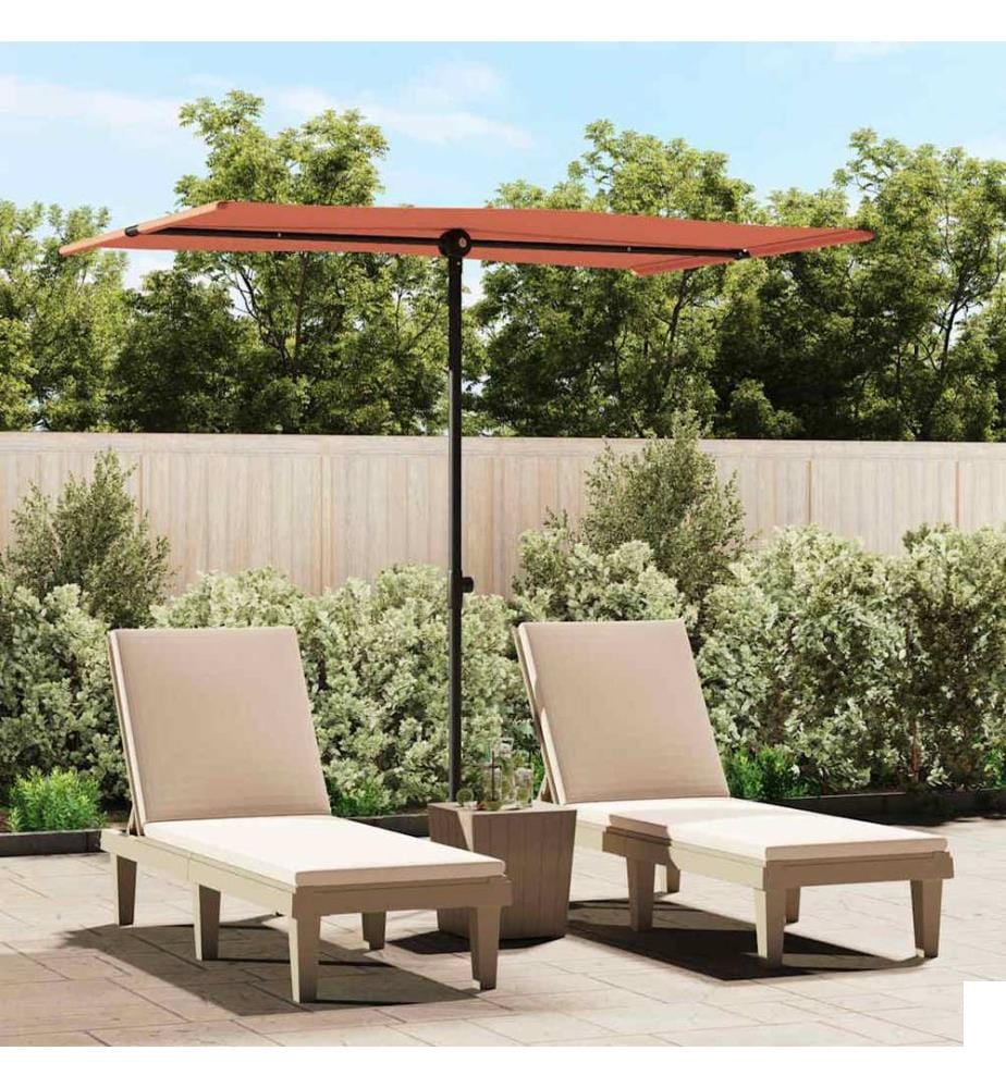 Parasol de jardin avec mât en aluminium 2x1,5 m Terre cuite