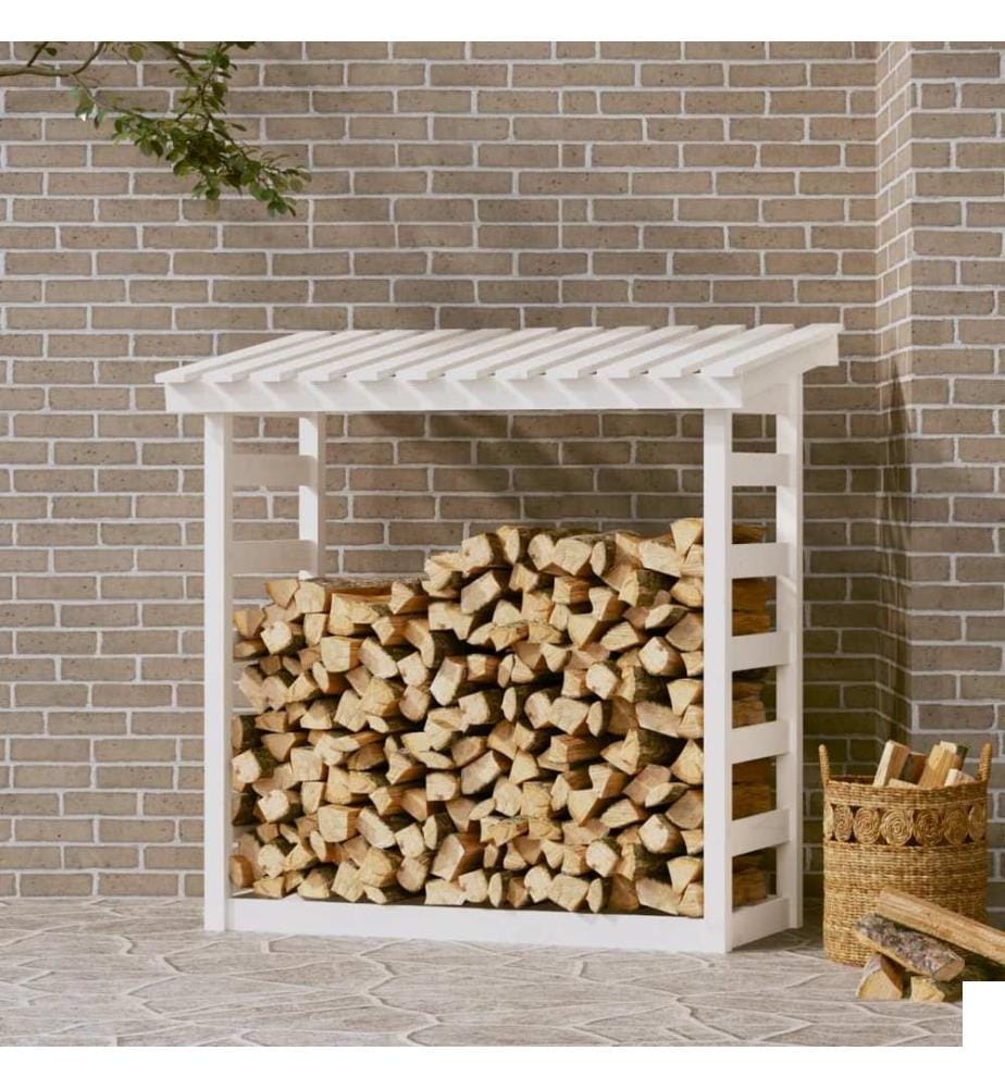 Support pour bois de chauffage Blanc 108x64,5x110cm Bois de pin