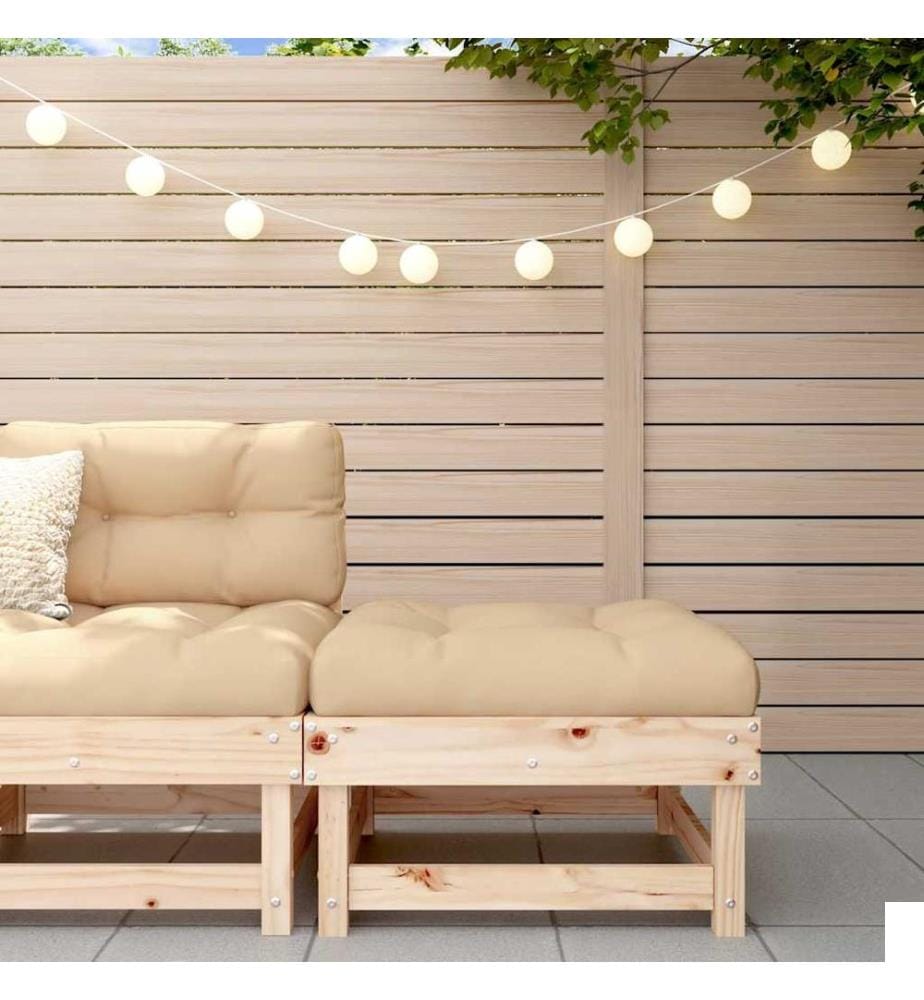 Repose-pied de jardin avec coussin bois de pin massif