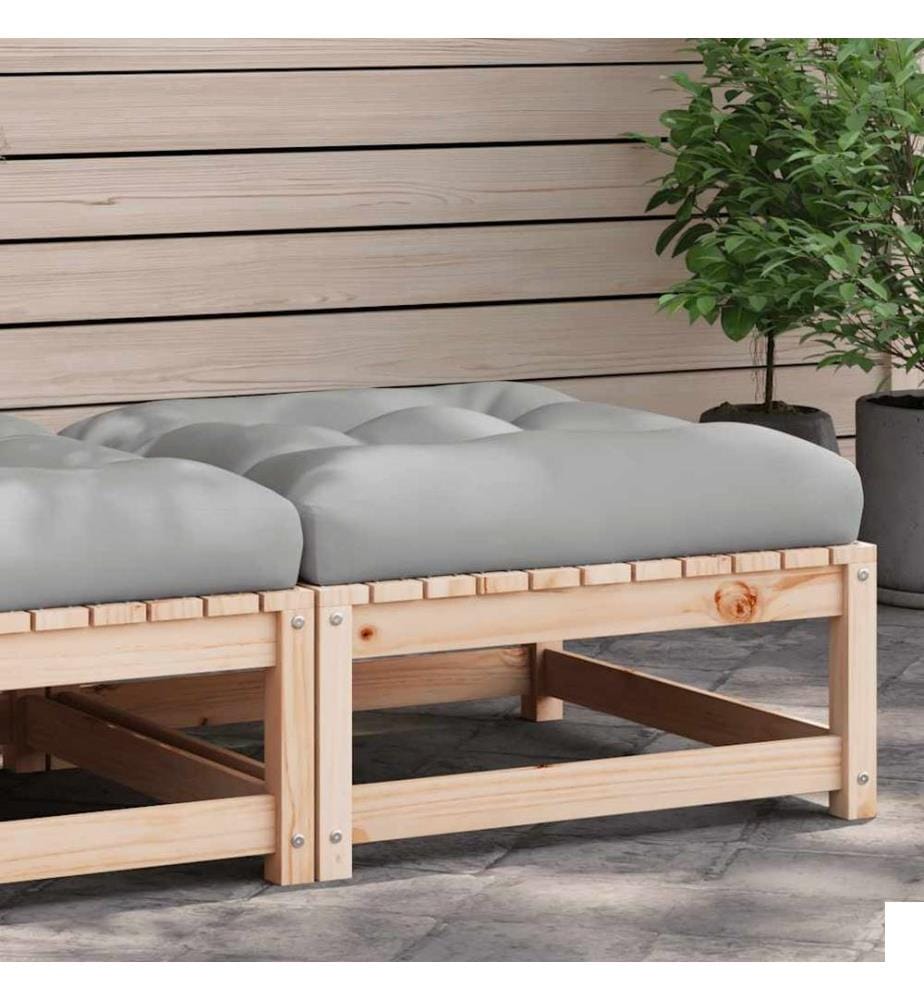 Repose-pied de jardin avec coussin bois de pin massif