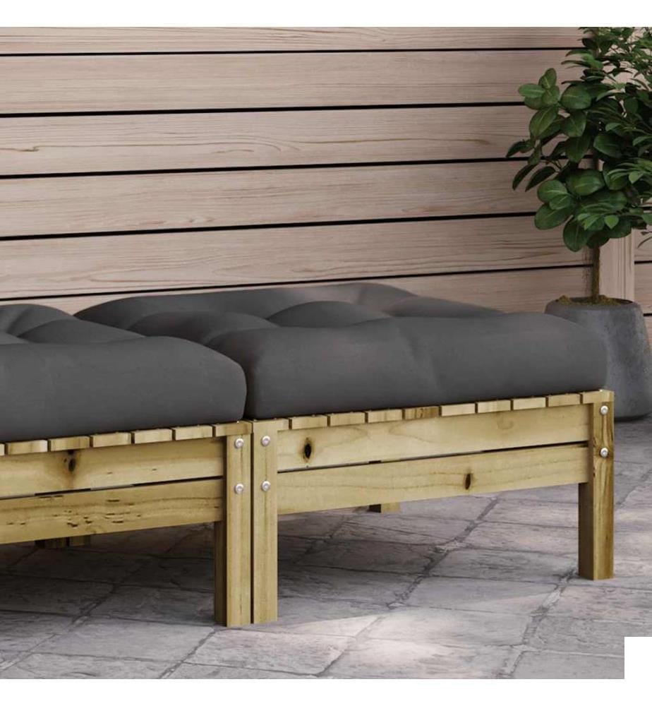 Repose-pied de jardin avec coussin bois de pin imprégné