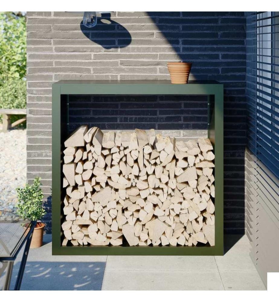 Portant de bois de chauffage vert 100x40x100 cm acier