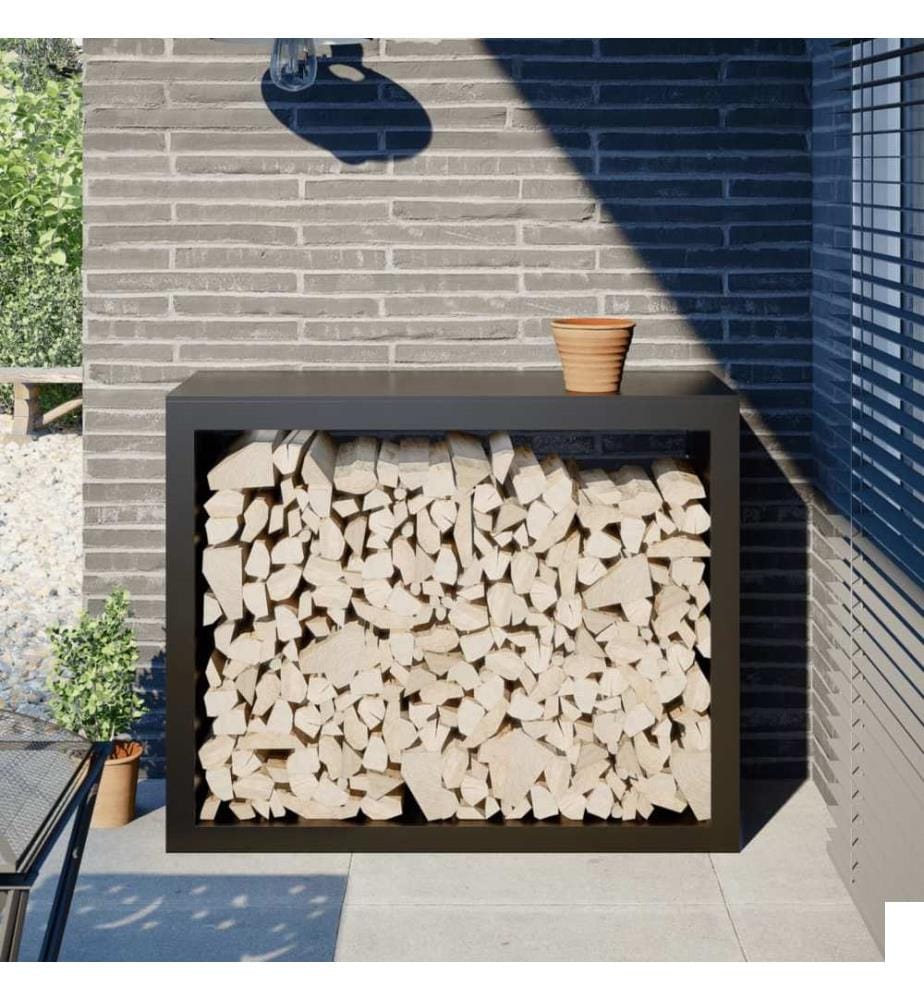 Portant de bois de chauffage noir 100x40x80 cm acier