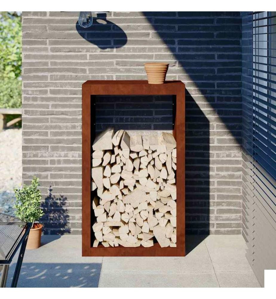 Étagère à bois 60x40x100 cm acier résistant aux intempéries