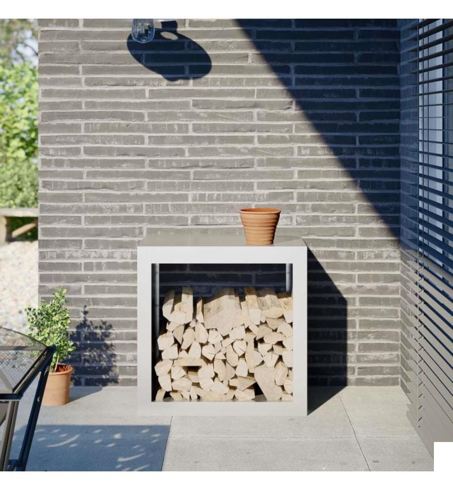 Portant de bois de chauffage blanc 60x40x60 cm acier