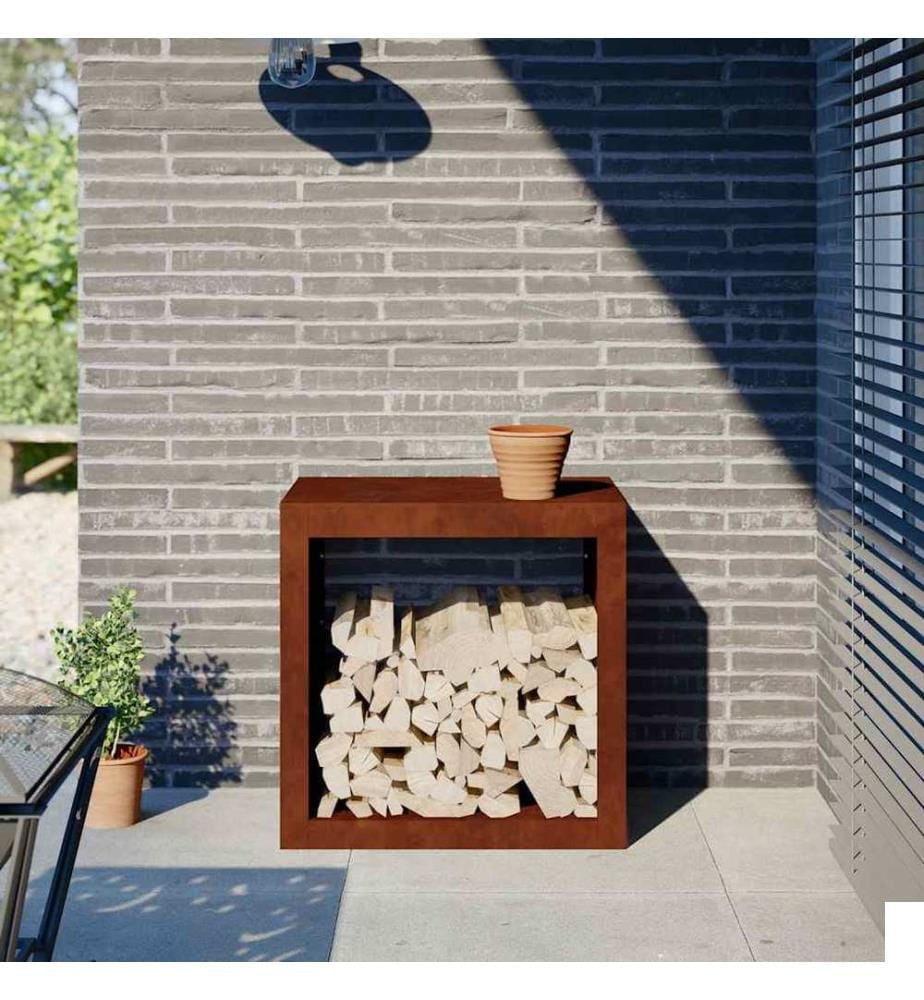Étagère à bois 60x40x60 cm acier résistant aux intempéries