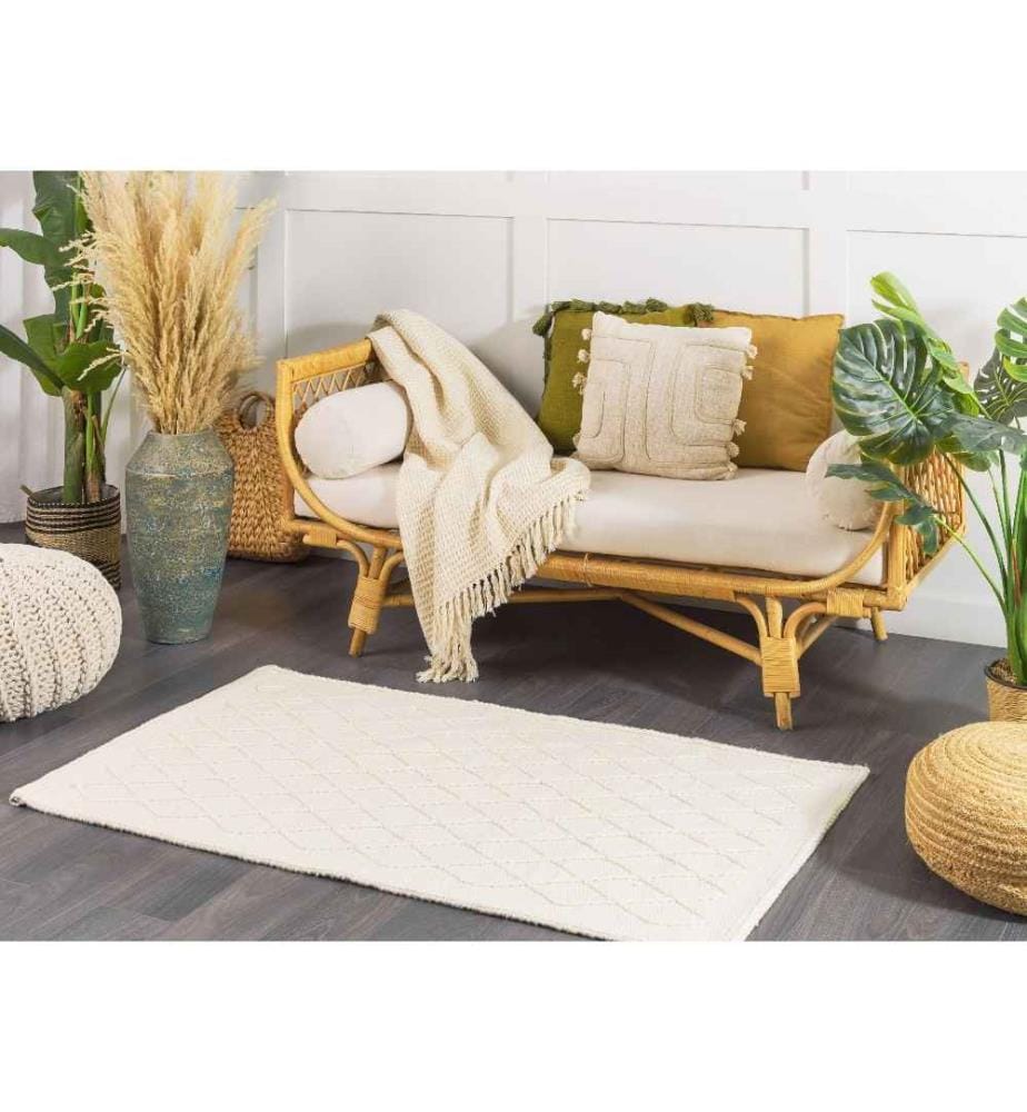 Tapis ERZIN Blanc cassé 80 x 150 cm Laine