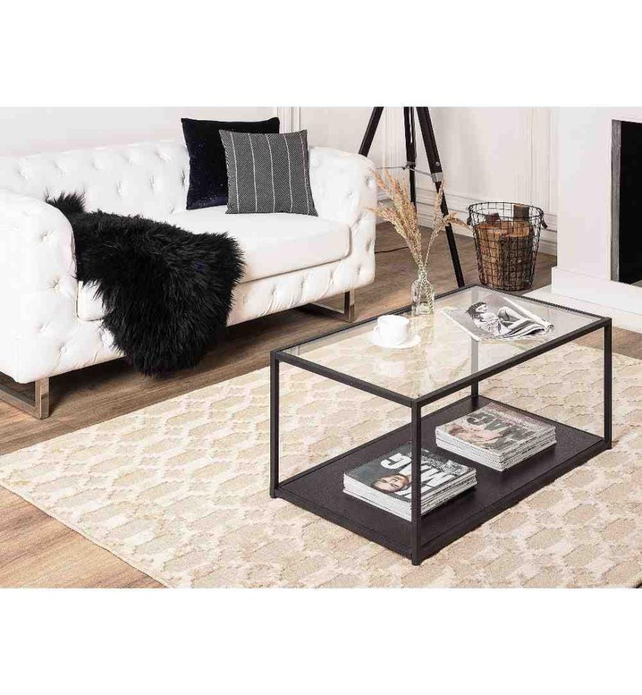 Tapis Rectangulaire Beige en Viscose pour Chambre et Salon au Style Traditionnel ou Moderne 160 x 230 cm