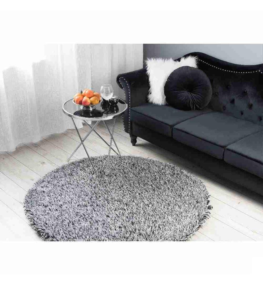 Tapis à poils longs CIDE Noir/blanc ø 140 cm